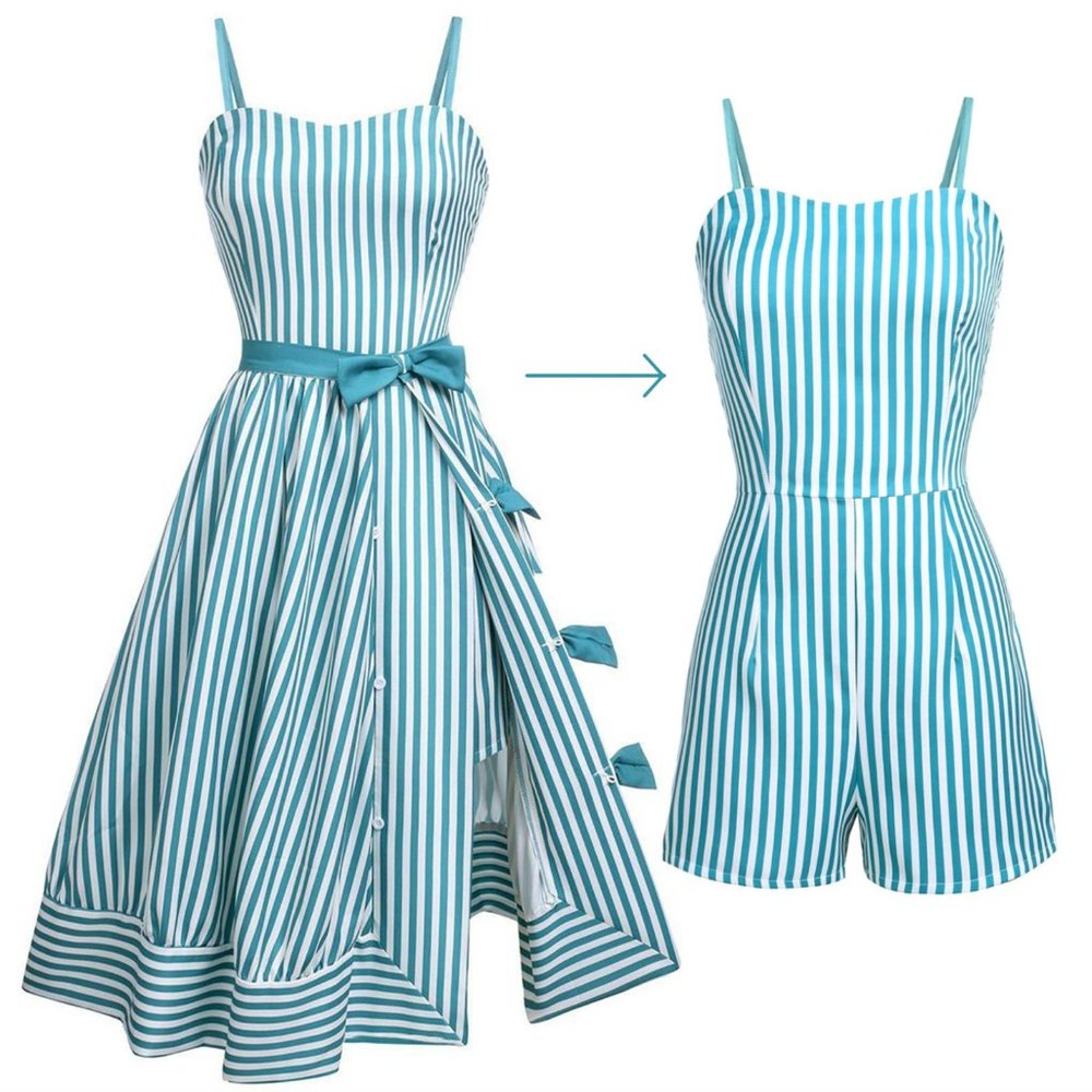 COPY - VINTAGE PIN UP 1950S ROMPER & SKIRT DRESS …